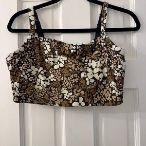 Aerie Black and Brown Floral Sports Bra